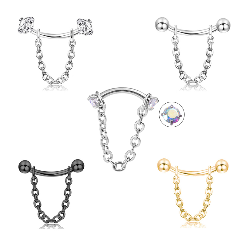 Eyebrow Curved Barbell - 1pc Zircon boule cône sourcil Pierc