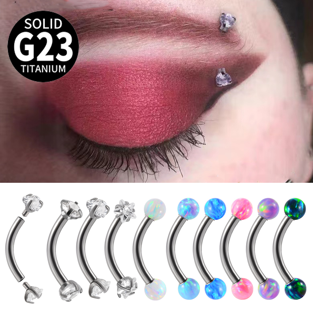 Eyebrow Curved Barbell - 1PC G23 titane CZ filetage interne