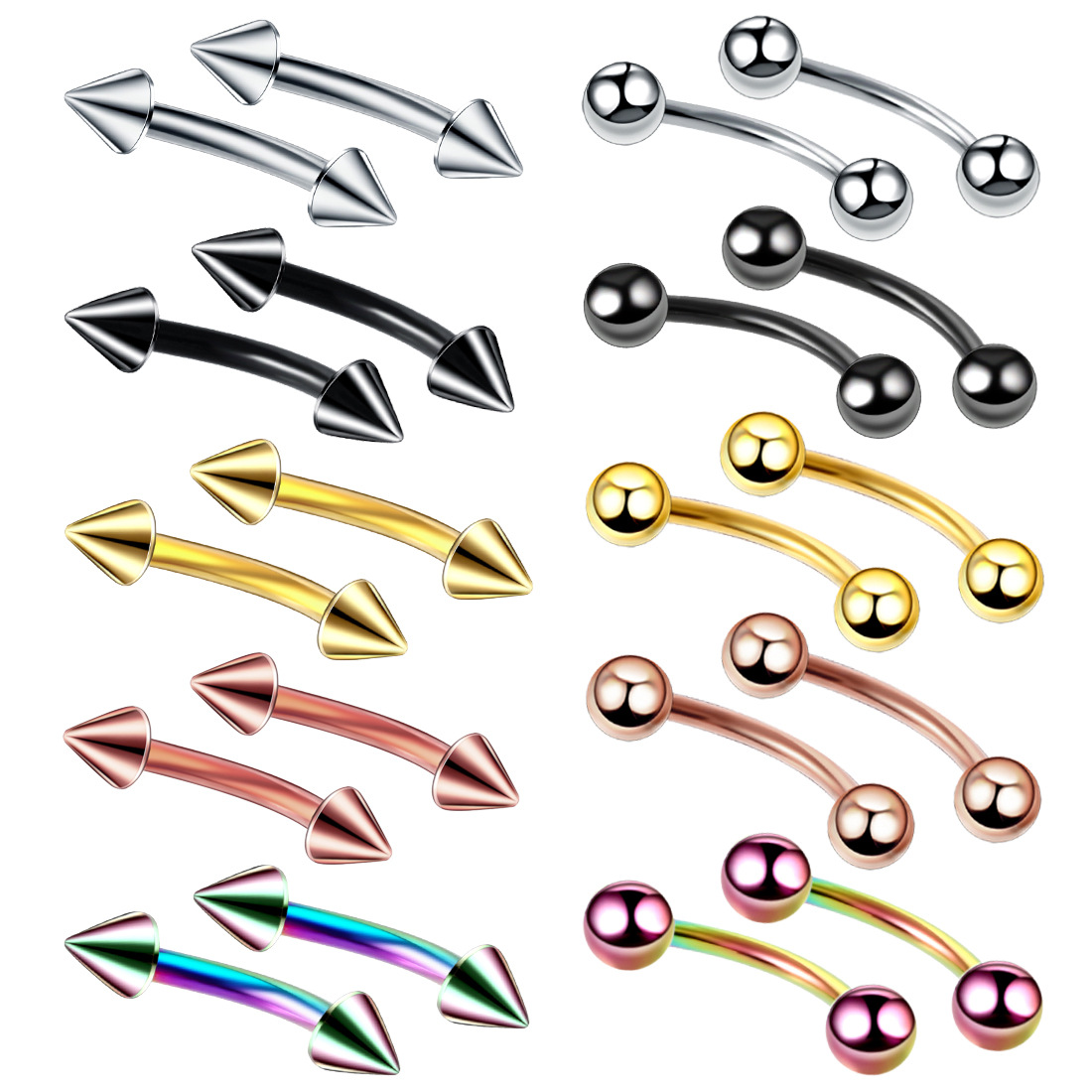 Eyebrow Curved Barbell - Piercing en Acier pour Eyeblogggels, Anneau