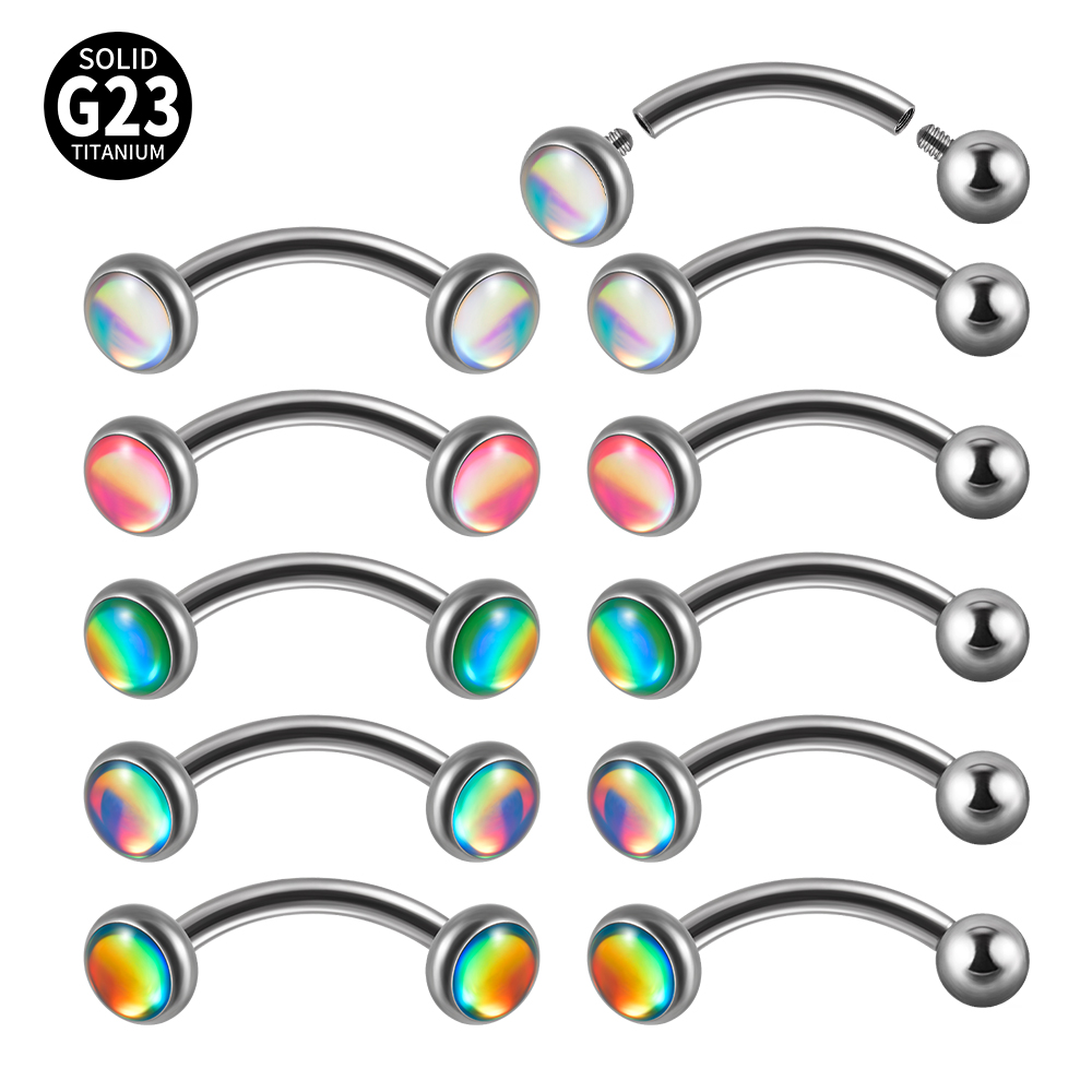 Eyebrow Curved Barbell - 1PC G23 titane 16G Flash gemme