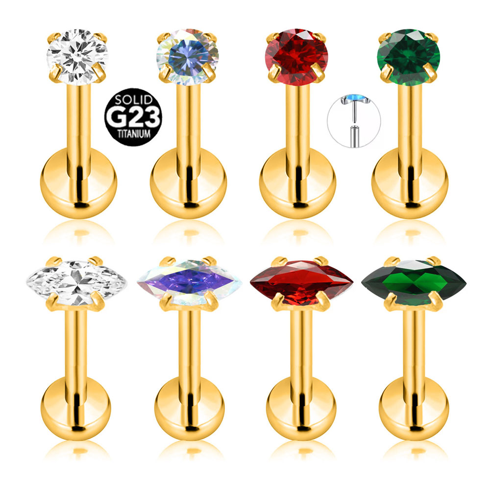 Body Jewelry Threadless - ASTM F136 G23 titane Marquise CZ