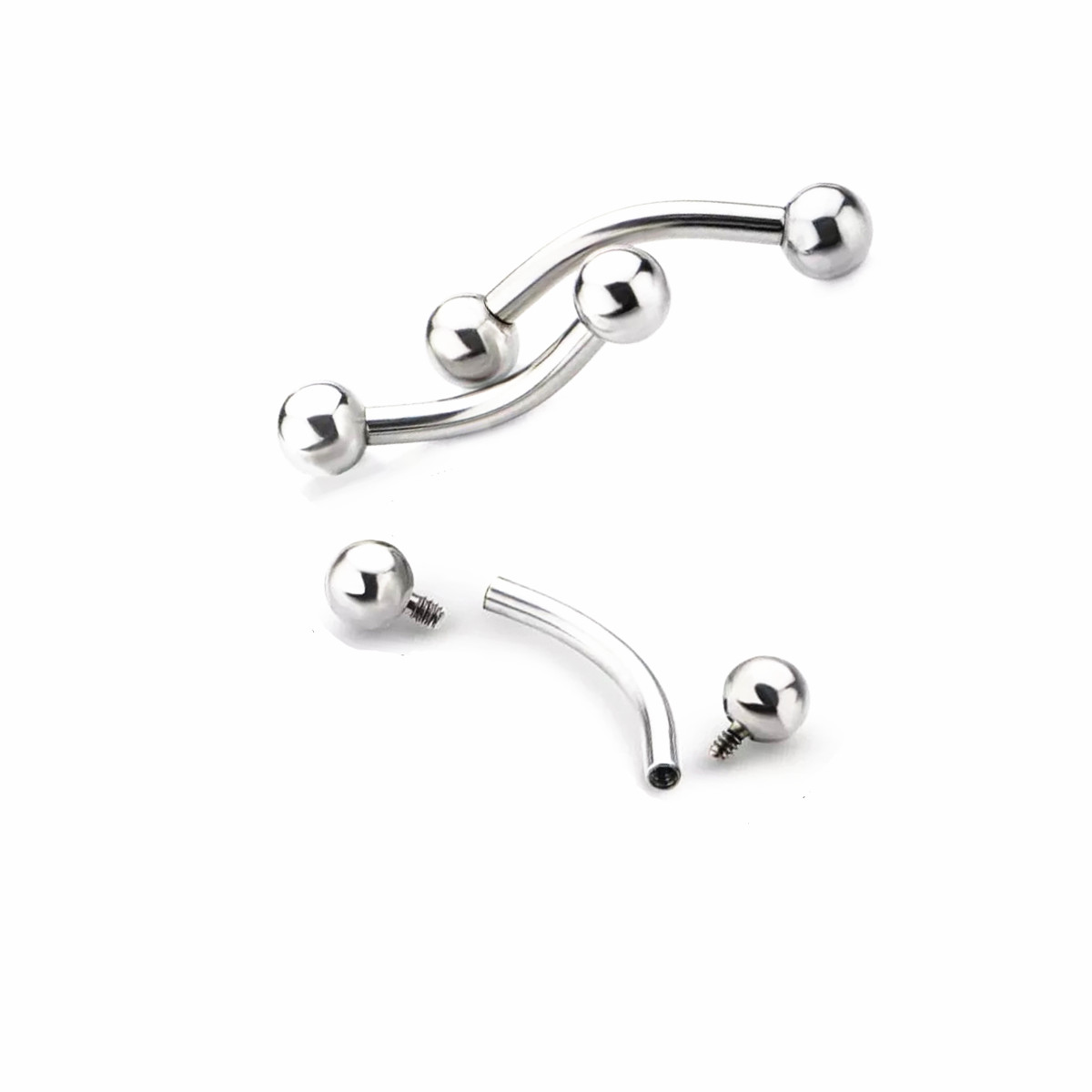 Eyebrow Curved Barbell - 10 pièces ASTM F136 titane 14G