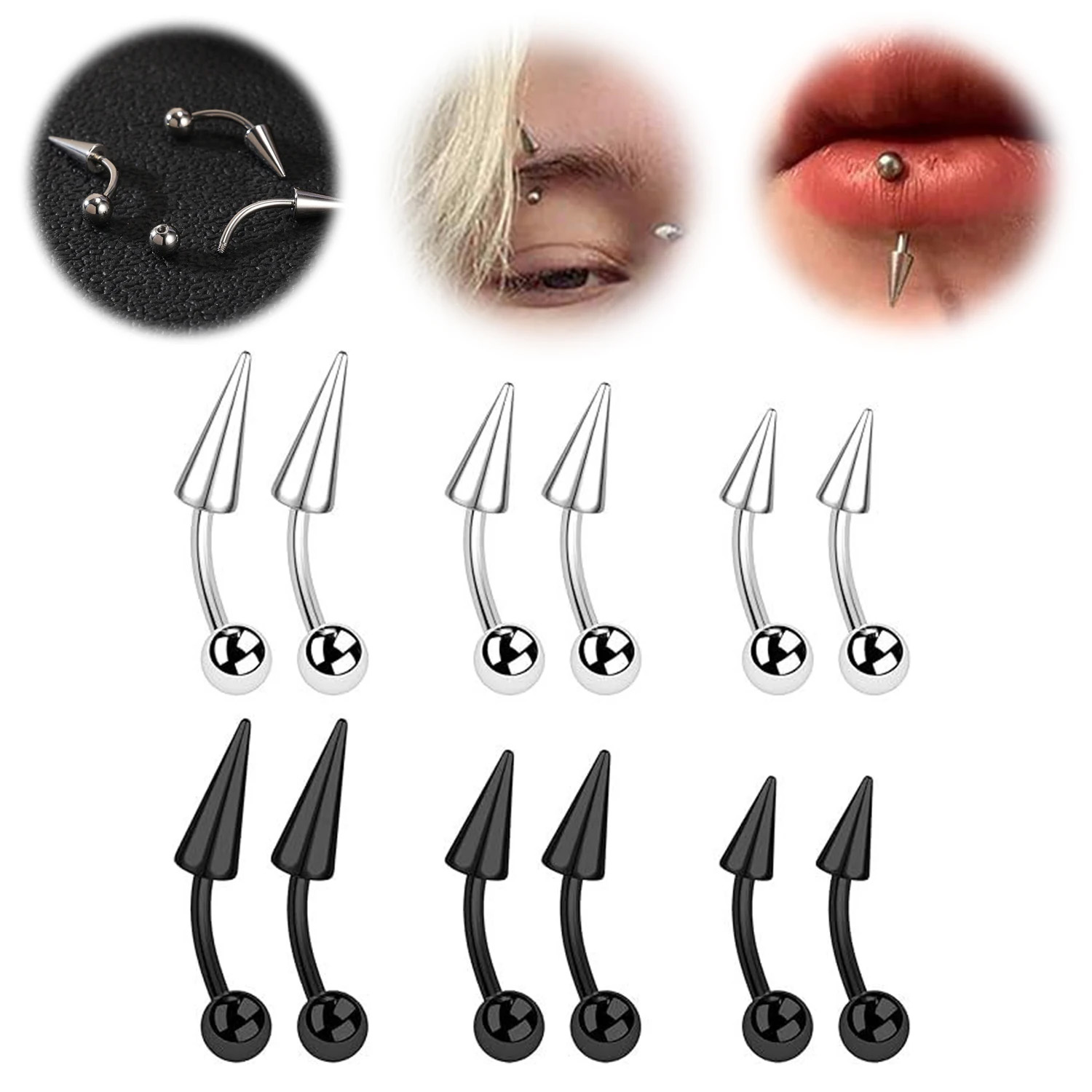 Eyebrow Curved Barbell - Anneau à sourcils en acier inoxydable,