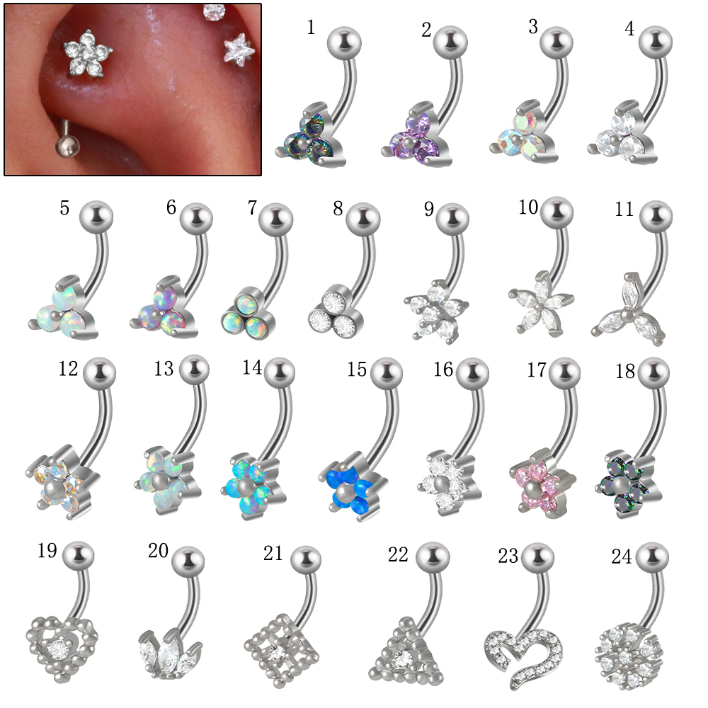 Eyebrow Curved Barbell - Titanium Rook Piercing Opal Eyebloguing Ring,