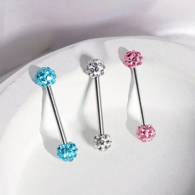 Body Jewelry La - 3pcs Crystal Ball Body Jewelry Set
