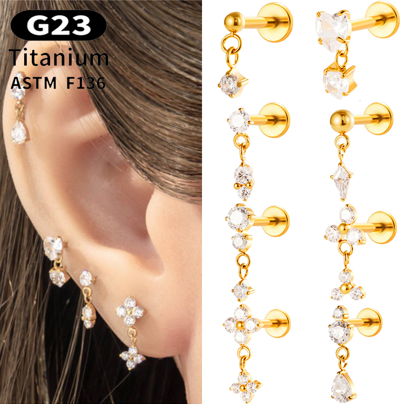 Body Jewelry Threadless - 1PC G23 Titane 16G Labret Stud