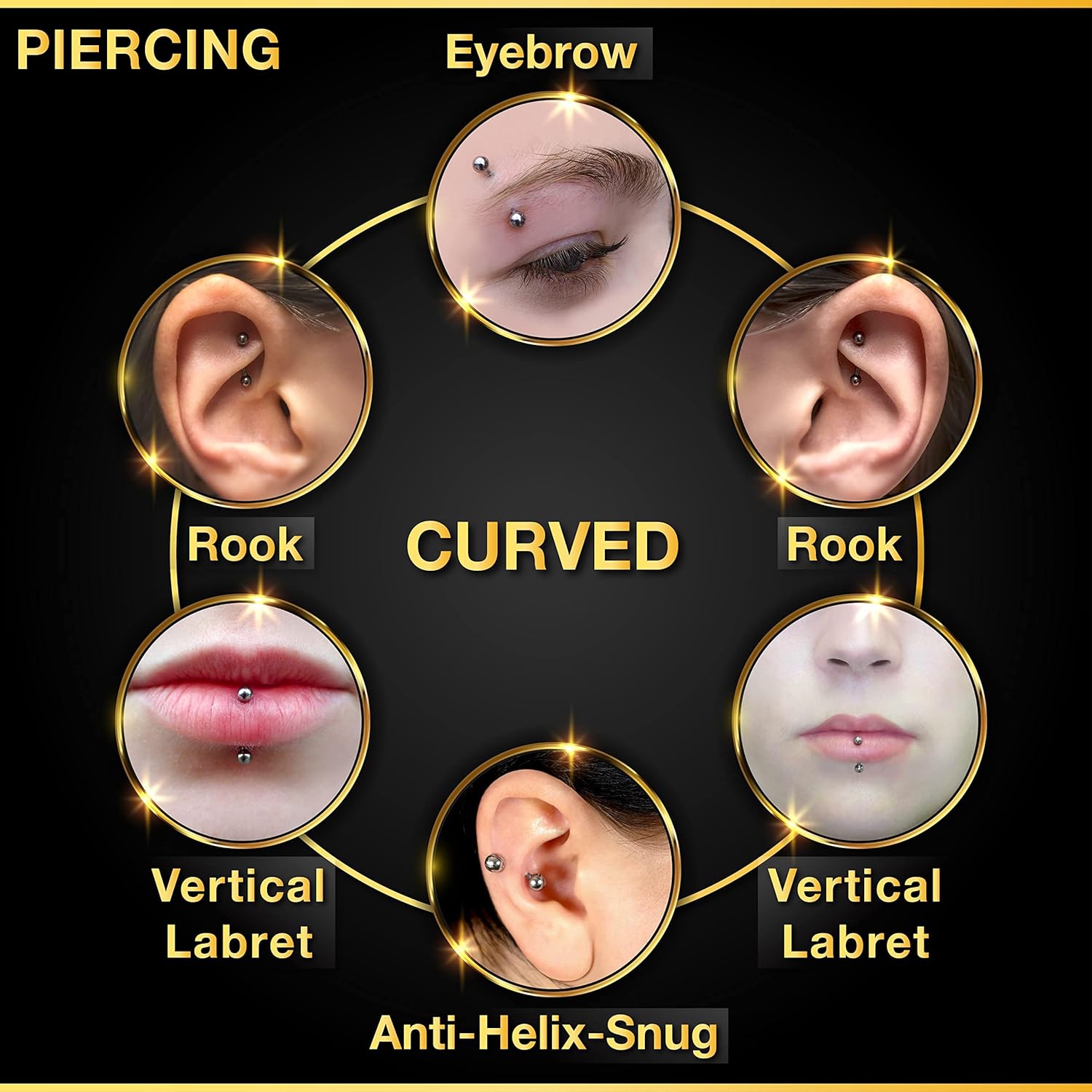 Lot de 32 pièces en acier chir - Eyebrow Curved Barbell avis et prix