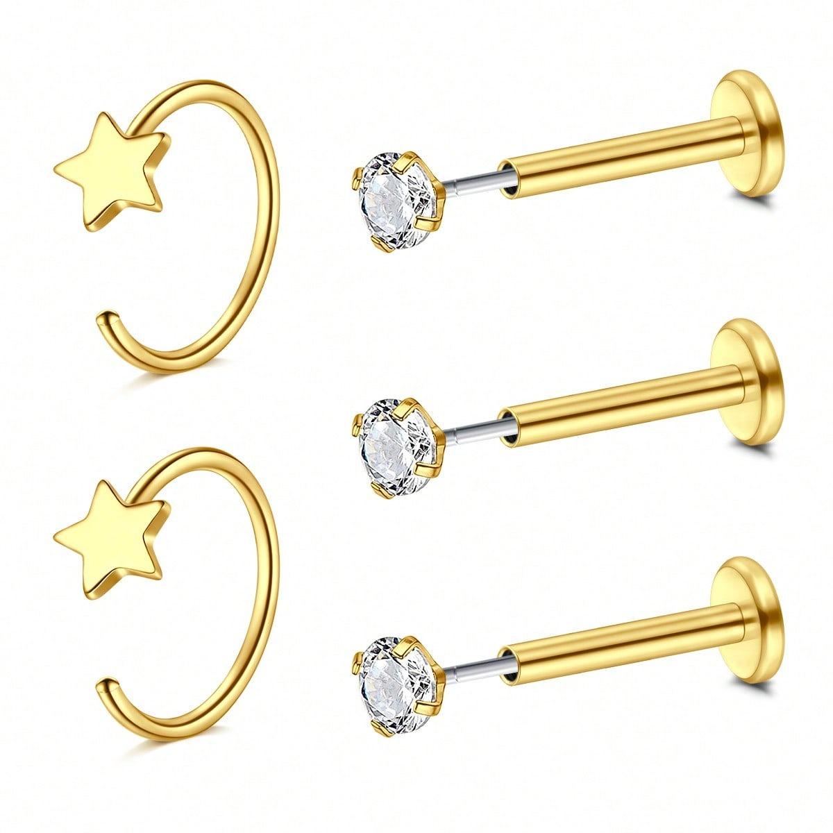 Lot de 5 Anneaux de Nez Sans F - Body Jewelry Threadless avis et prix
